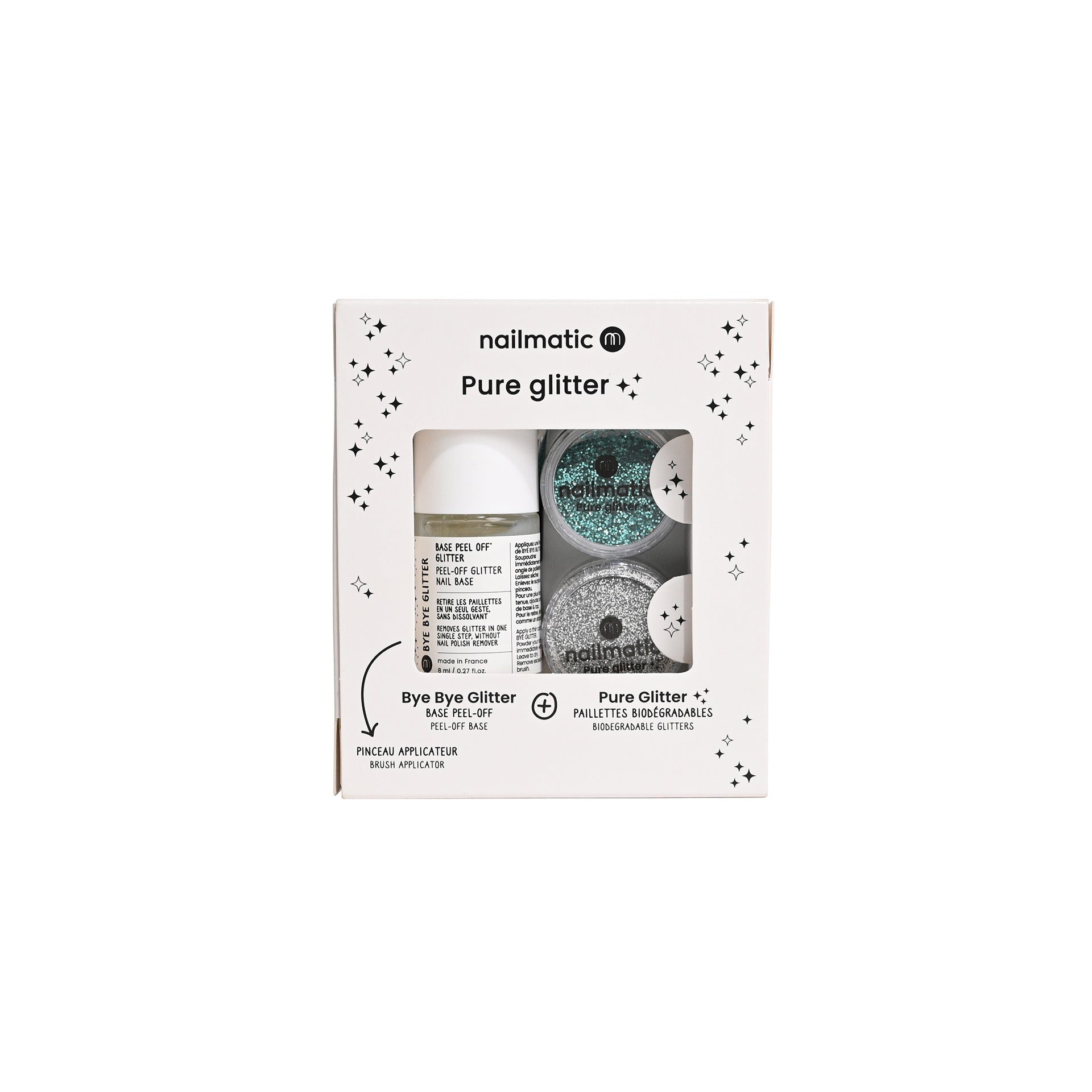 nailmatic BYE BYE Glitter Set - Turquoise and Silver