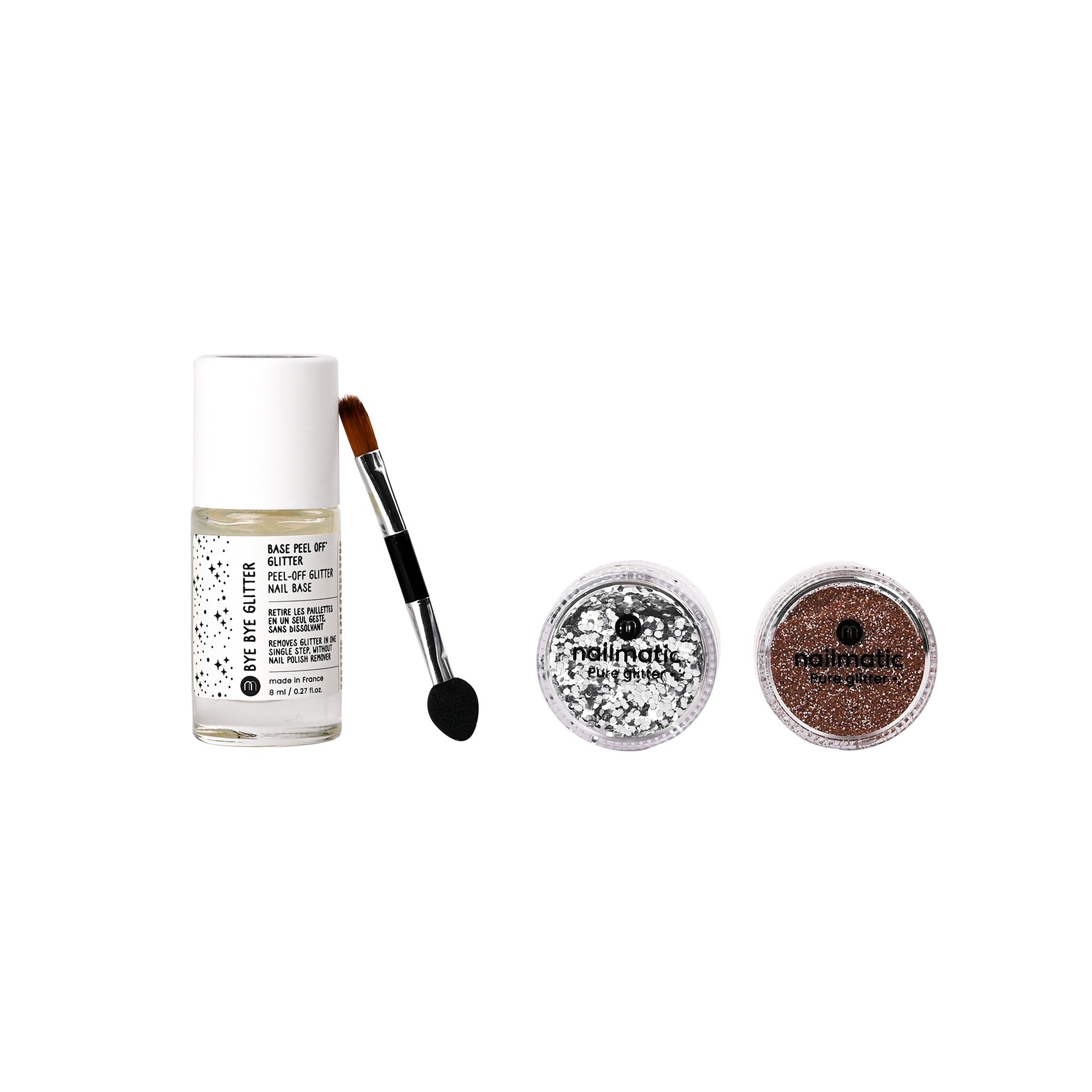 nailmatic BYE BYE Glitter Set - Silver and Gold