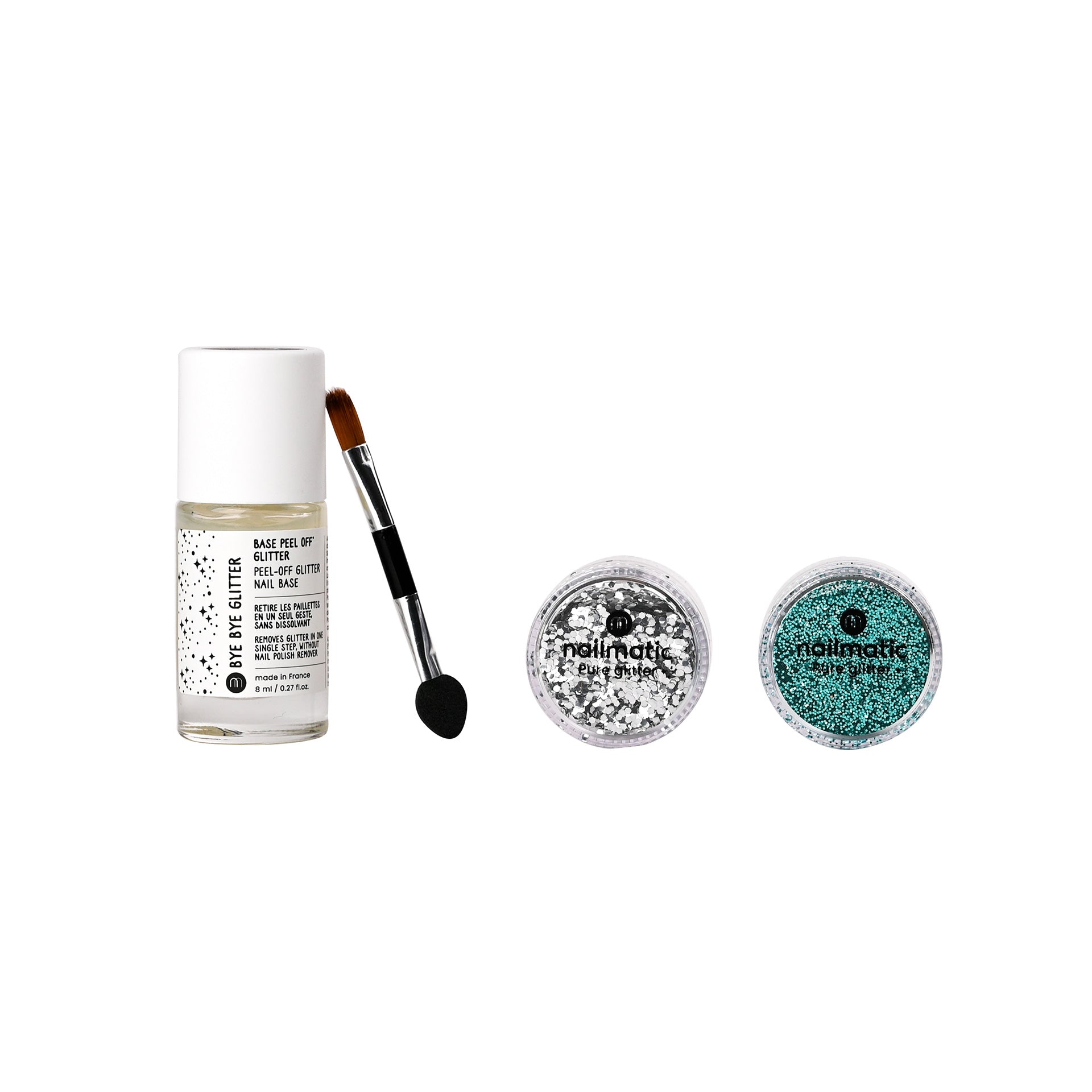 nailmatic BYE BYE Glitter Set - Turquoise and Silver