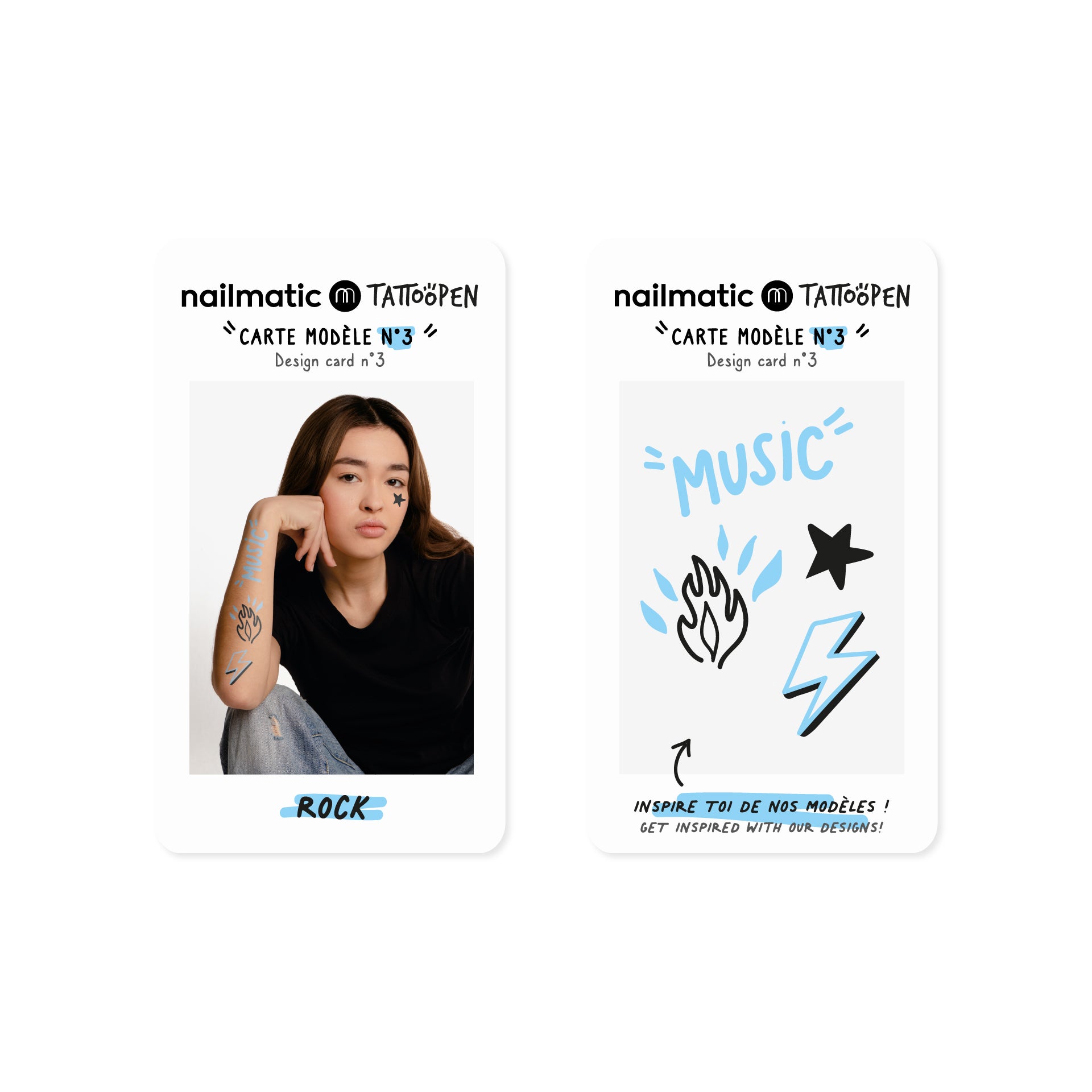 Nailmatic Tattoo Pens & Stencils - Rock