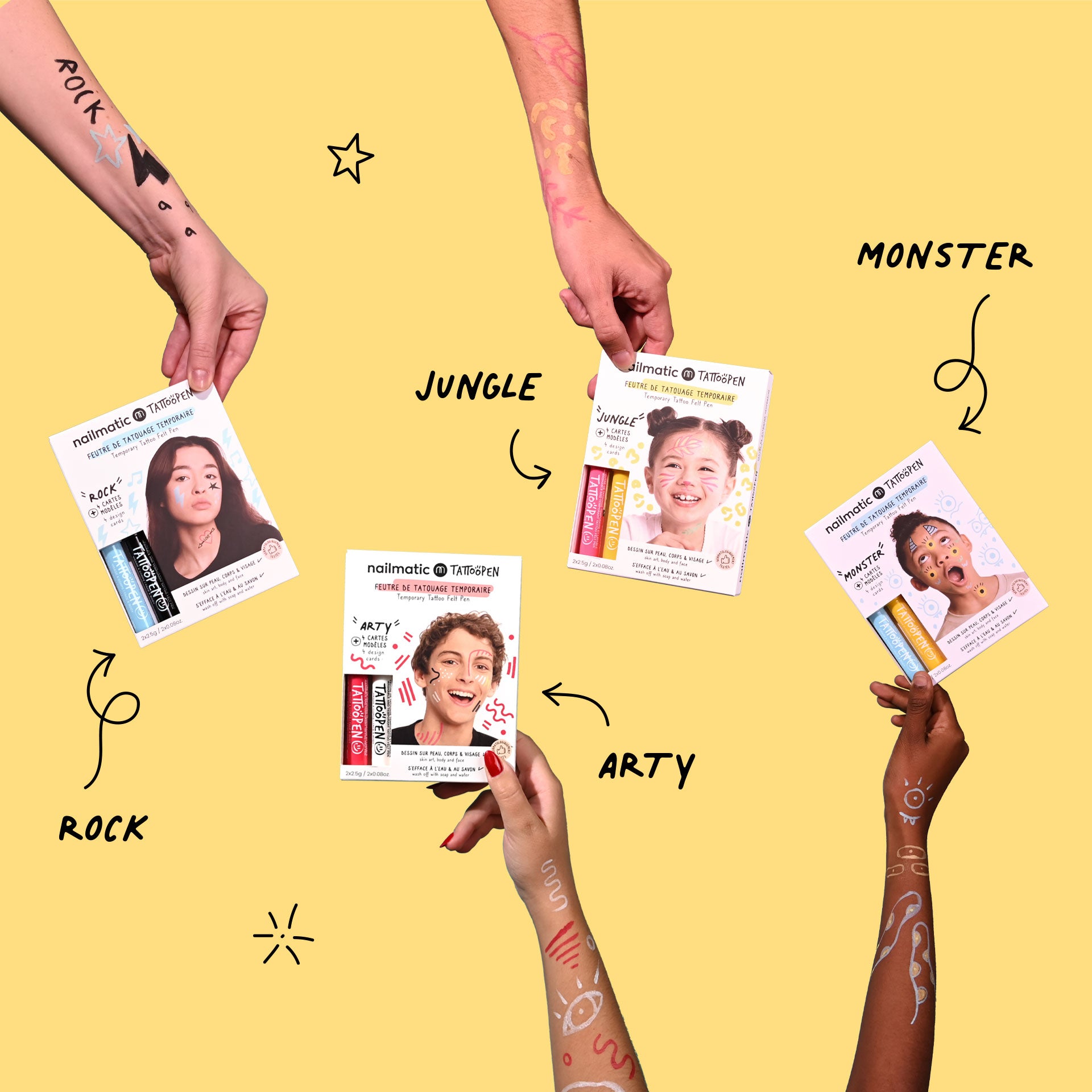 Nailmatic Tattoo Pens & Stencils - Monster