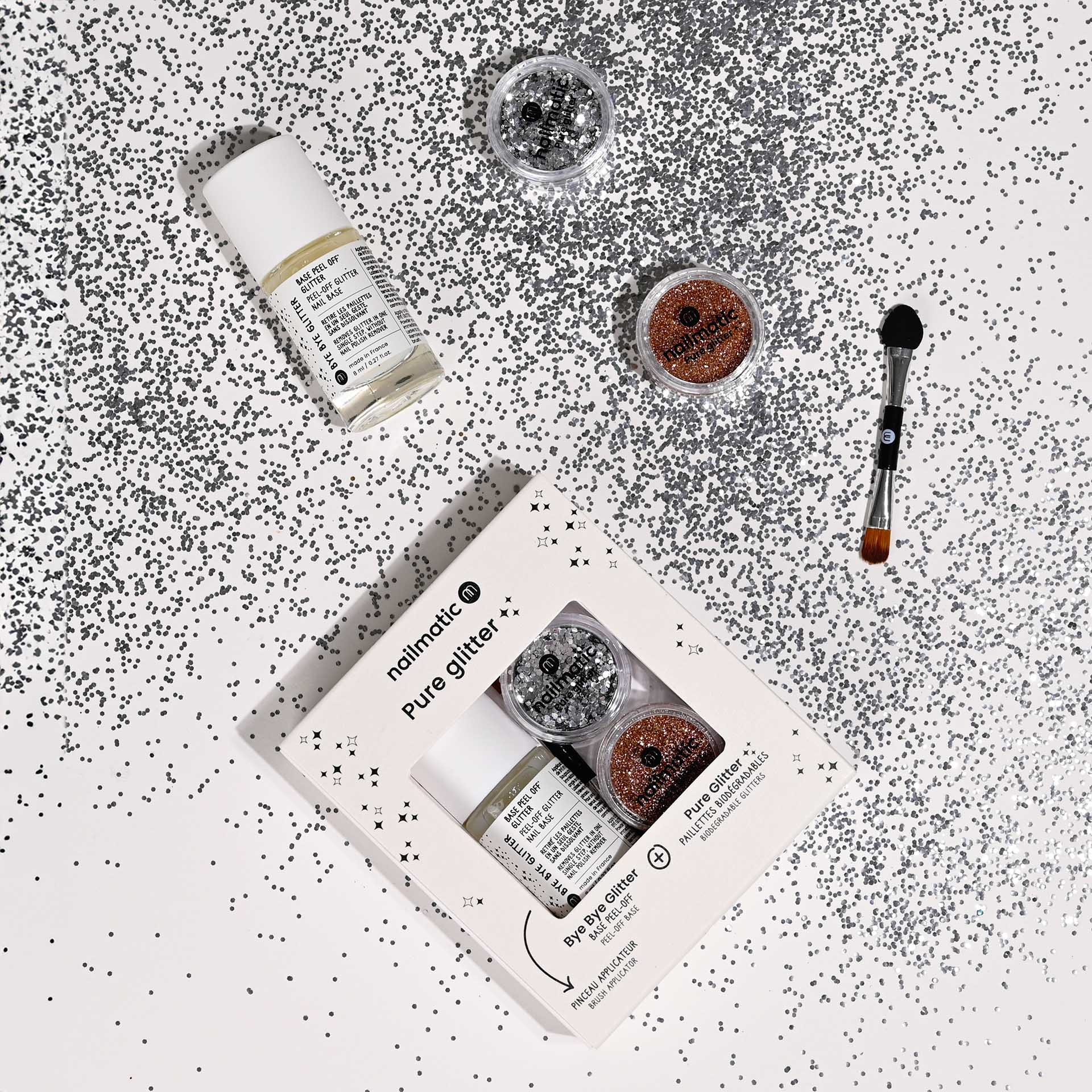 nailmatic BYE BYE Glitter Set - Silver and Gold