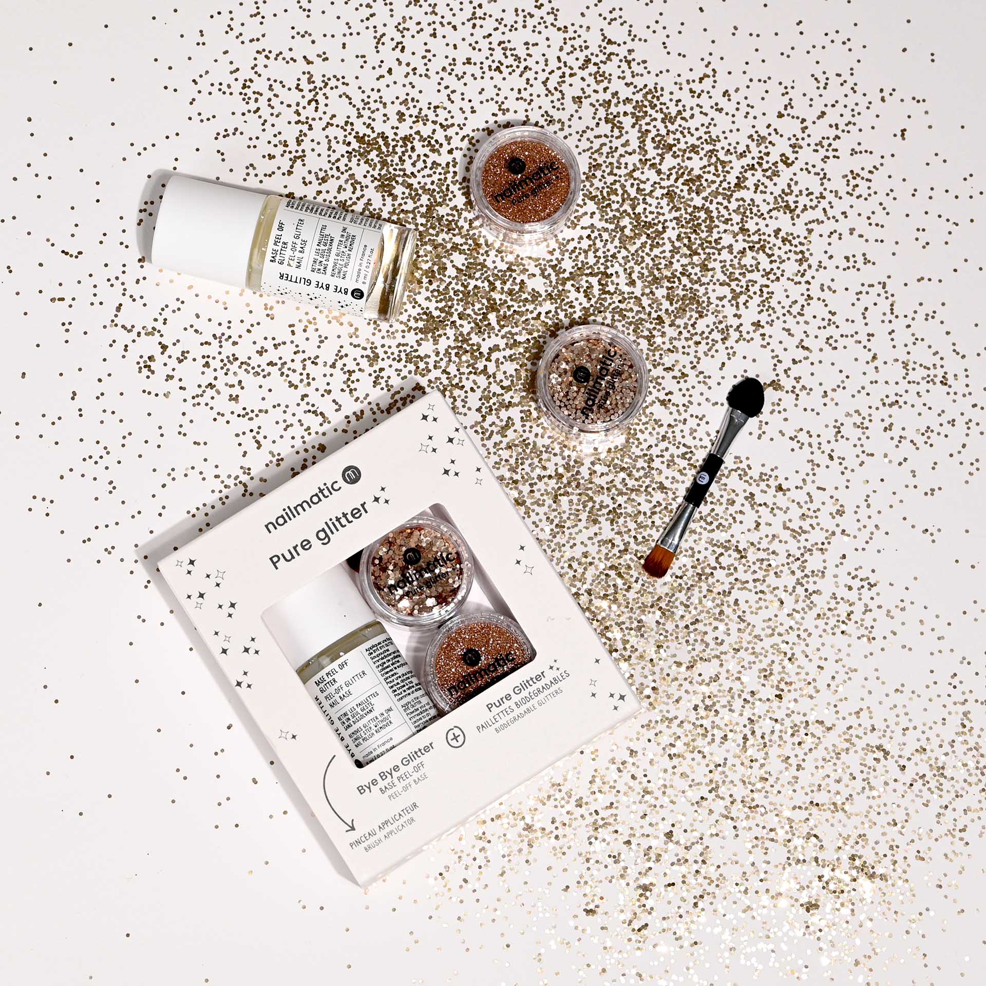 nailmatic BYE BYE Glitter Set - Gold and gold